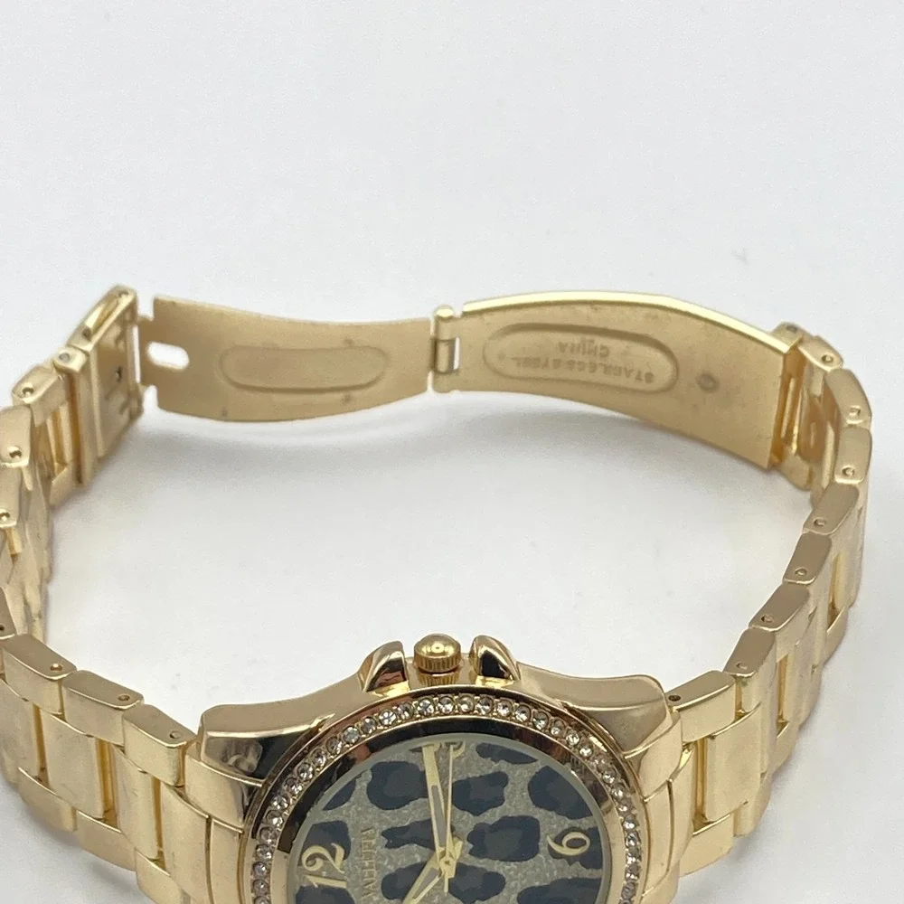 Valletta Women's Watch 35mm Leopard Print Gold Tone Crystals New Battery 7.5
